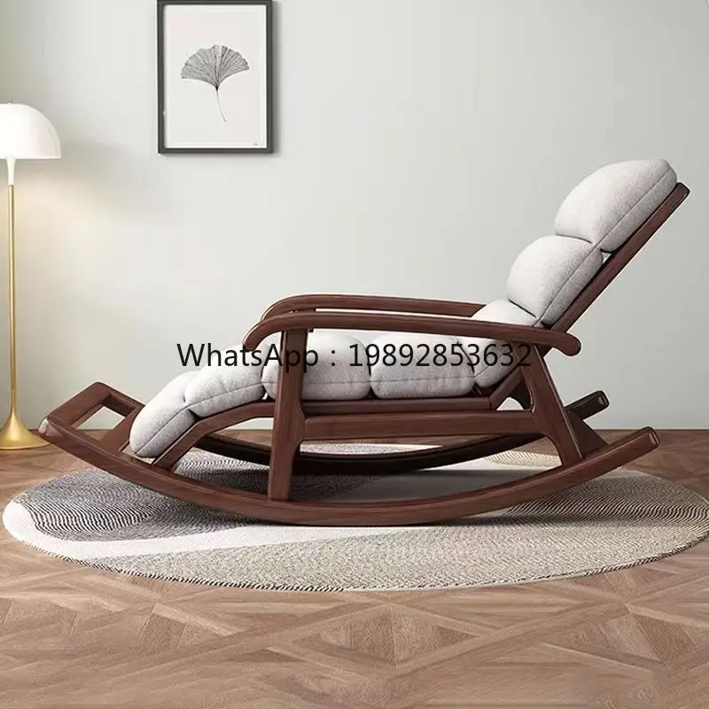 LYY New Chinese Style All Solid Wood Walnut Lazy Bedroom Rocking Chair Living Room Adult Elderly Nap Sleeping  Leisure Chair