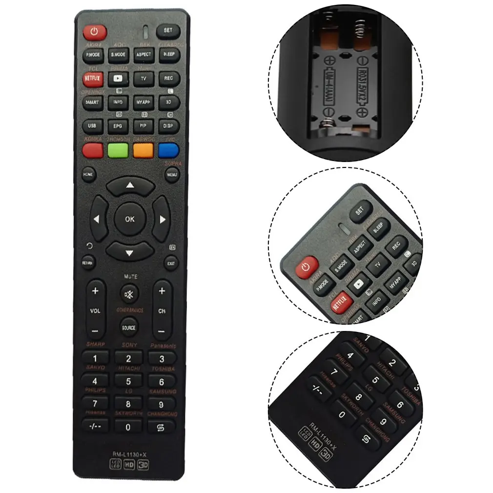 

RM-L1130+X Remote Control Television Universal Smart TV Portable LED Multifunctional Televisions Remote Controller Dropshipping