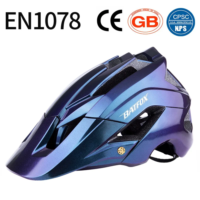 

BATFOX 2024 New Starlight Blue Mountain Bike Helmet Ultralight Downhill Trail Cycling Safety Helmet 56-62cm Adjustable Head Size