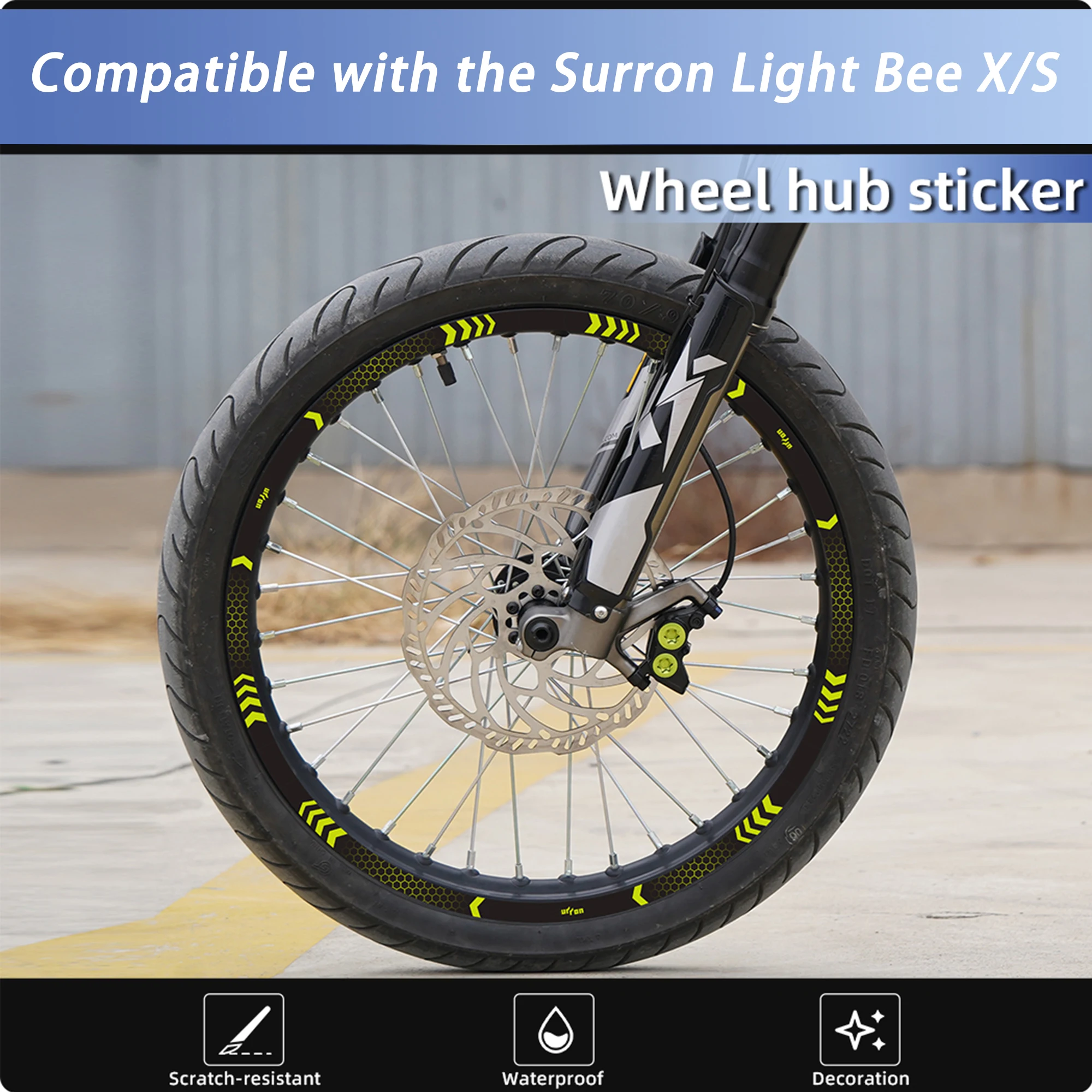 Compatible with Surron Light bee X Wheel Hub Stickers, Reflective Rim Decals, Motorcycle Stickers Modification Accessories