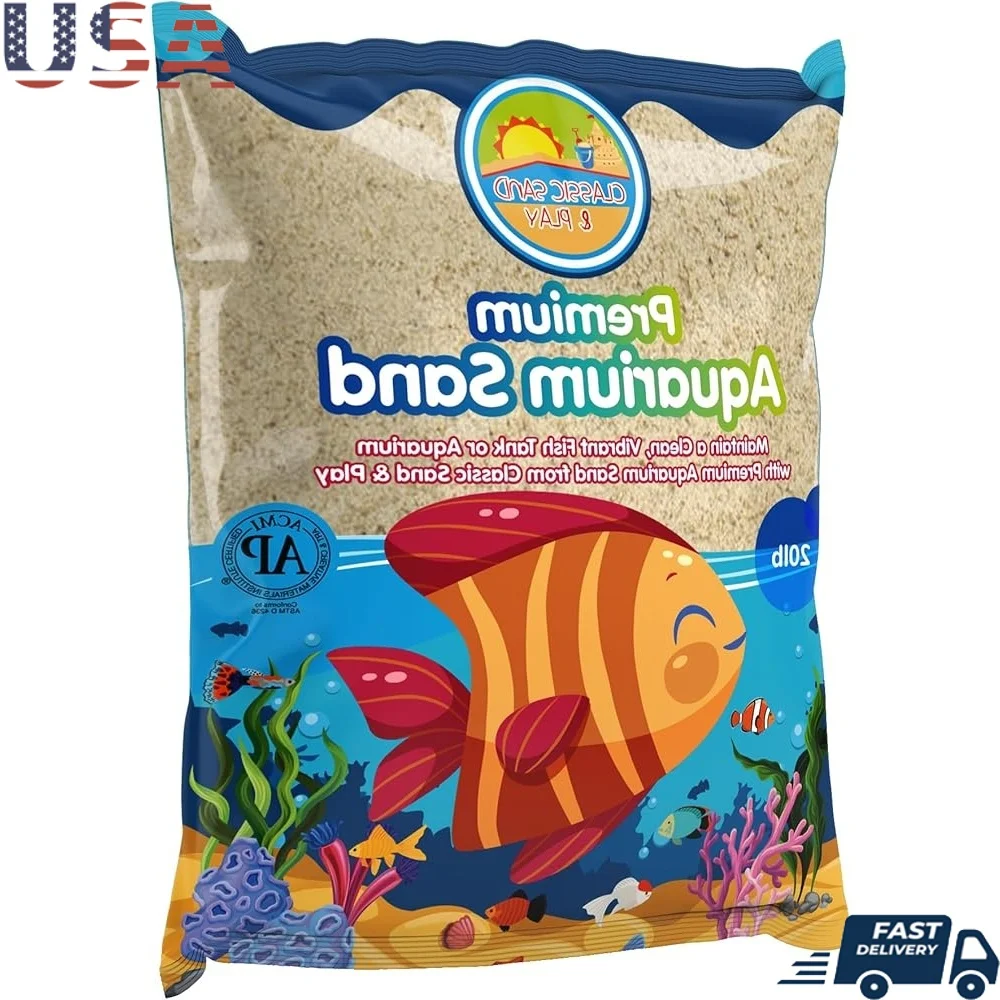 

Natural Aquarium Sand 20 lb Pre-Washed Fine Sand Freshwater Saltwater Fish Tanks Improves Filtration Process No Dust Clean