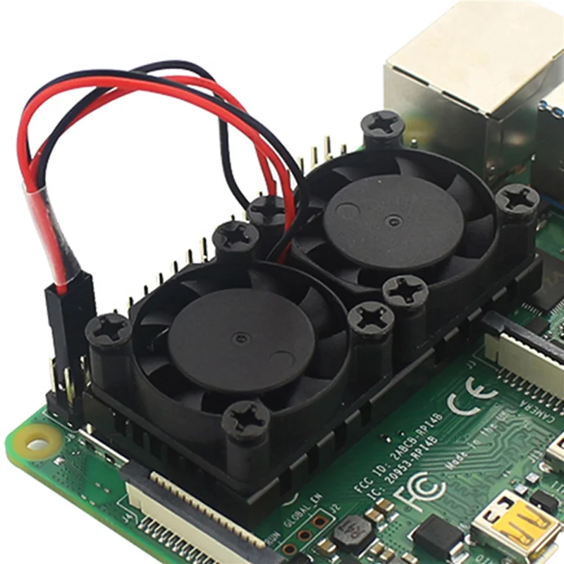 

ABKQ-2X Dual Fan With Heat Sink Ultimate Double Cooling Fans Cooler For Raspberry Pi 4B