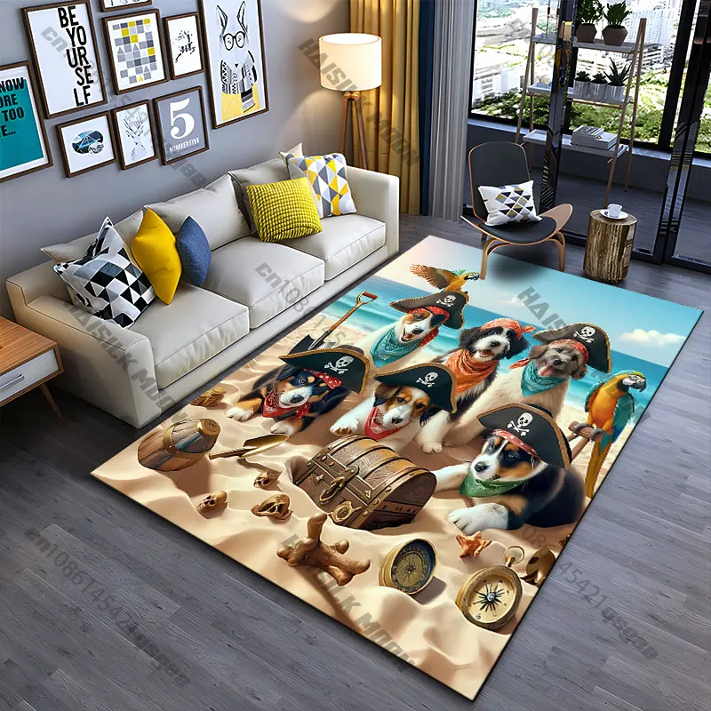 Dogs dressed as playful pirates carpet Yoga living room room decor children's crawling mat doormat area rug games mat