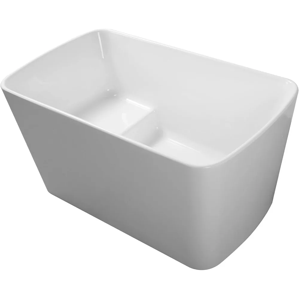 

49x28'' Acrylic Freestanding Soaking Tub, Square Japanese Design, Chrome Overflow/Drain, cUPC, Express Delivery (White)