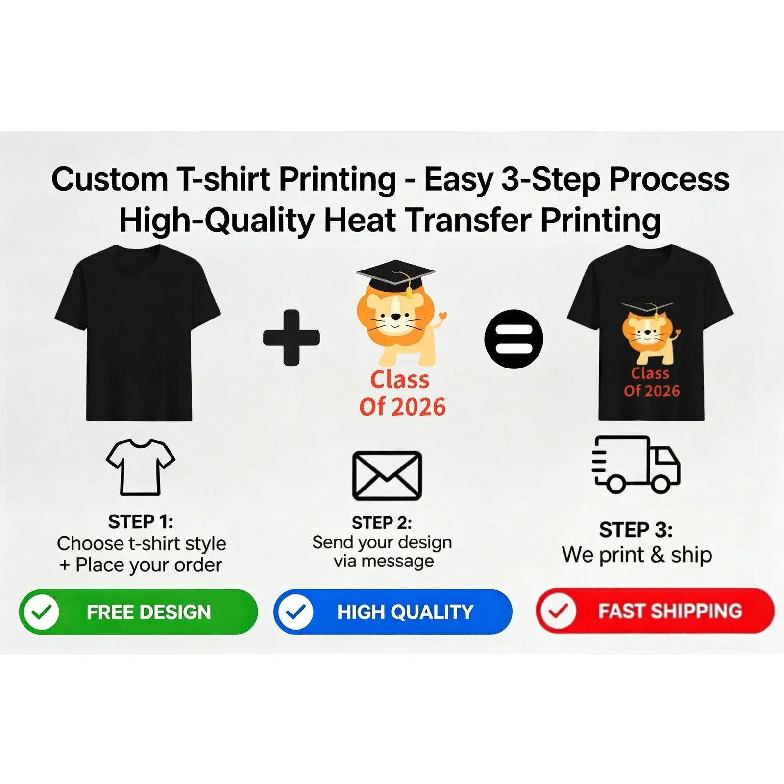 Graduation T-Shirt, Custom Name,Portrait & Text Print,Personalized Grad Gift Top