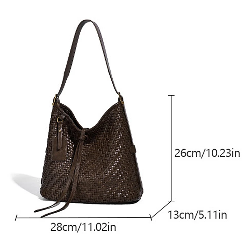 Woven Tote Bag for Women Hobo Handbag Underarm Shoulder Bags Large Capacity Woven Handmade Work Commuter Day Crossbody Bag