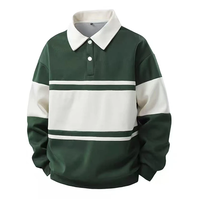 

Spring New Products Men's POLO Collar Outerwear Fake Color Blocked Loose Pullover Versatile Casual Top Golf Outdoor Sports Shirt