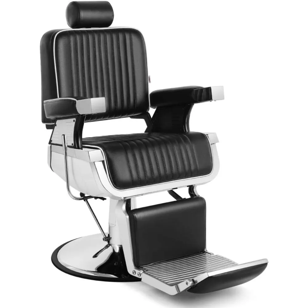 Heavy Duty Hydraulic Recline Barber Chair Salon Chair Barber Chairs for Hair Stylist Tattoo Chair Barber Salon Equipment (Black)