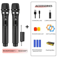 Micrófono inalámbrico superior UHF frecuencia fija 2 canales micrófono de mano para fiesta Karaoke profesional iglesia espectáculo reunión