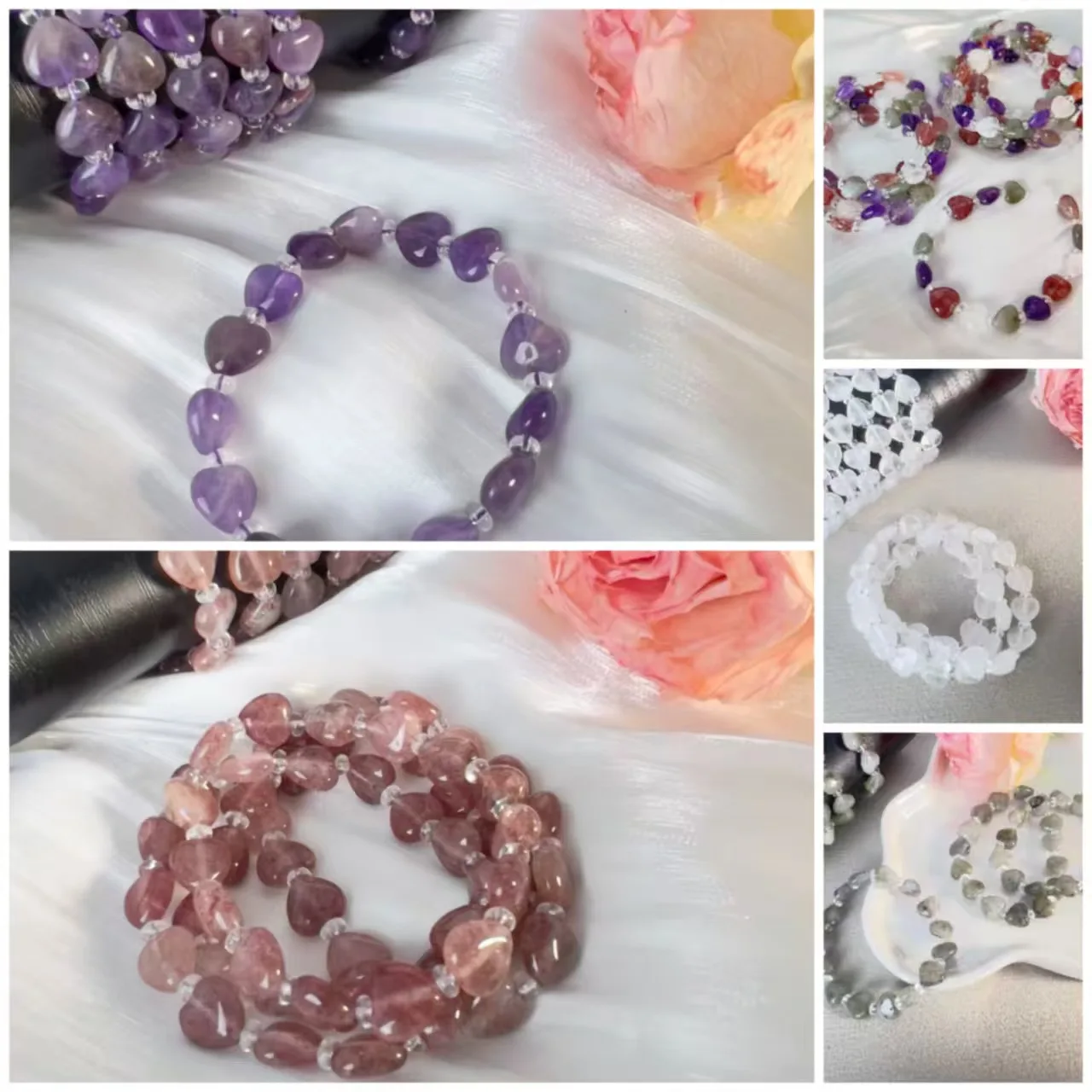 

Irregular Teardrop Natural Stone Beaded Bracelets, Healing Crystal Stretch Bracelets for Women