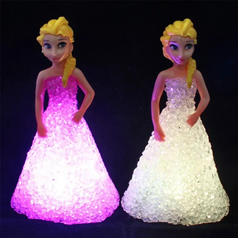 Frozen Elsa Disney Anna Kids Toys LED Colorful Gradient Crystal Night Light Lamp Battery Snow Queen Princess Girls Birthday Gift