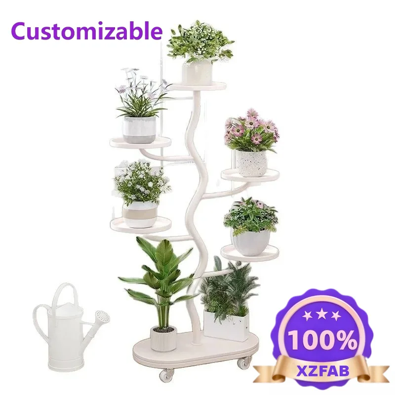 Factory Direct 2026 New Light Luxury Flower Rack Indoor Household Floor-to-ceiling Balcony Rack Movable Multi-layer Flower Pot B