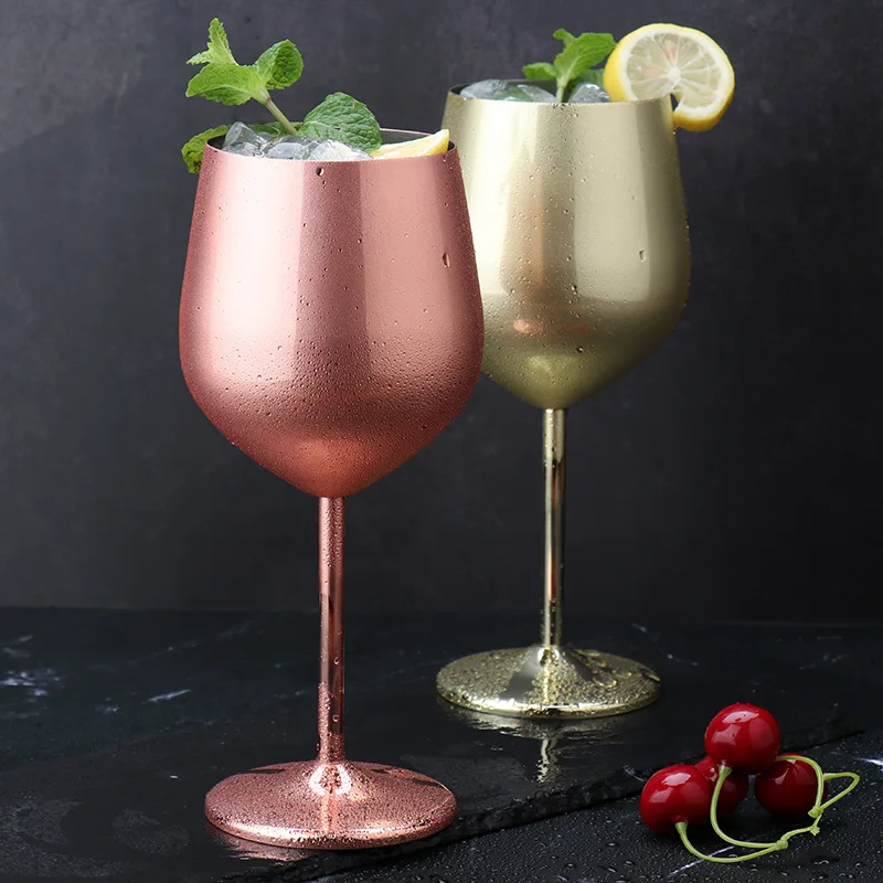 

Stainless Steel Single-Layer Goblet for Red Wine, Large Capacity, Drum Shaped, Drop-Resistant, Copper-Plated, 500ml, 304