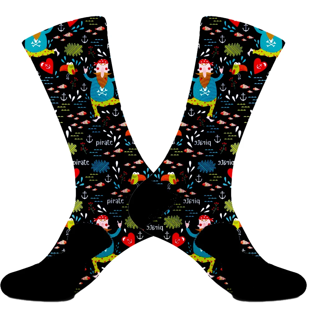 

New Fashion Funny Creative Middle Tube Cotton Cute Pattern pirate boat Sports Sock Wonder Socks Gift