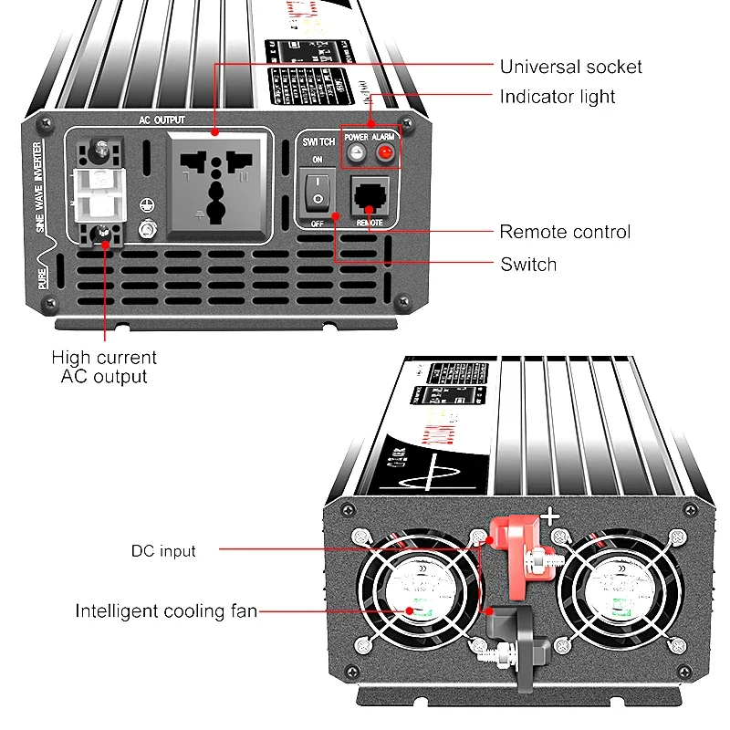 600W Sine Wave Car Inverter 12/24/48V-220V DC to AC