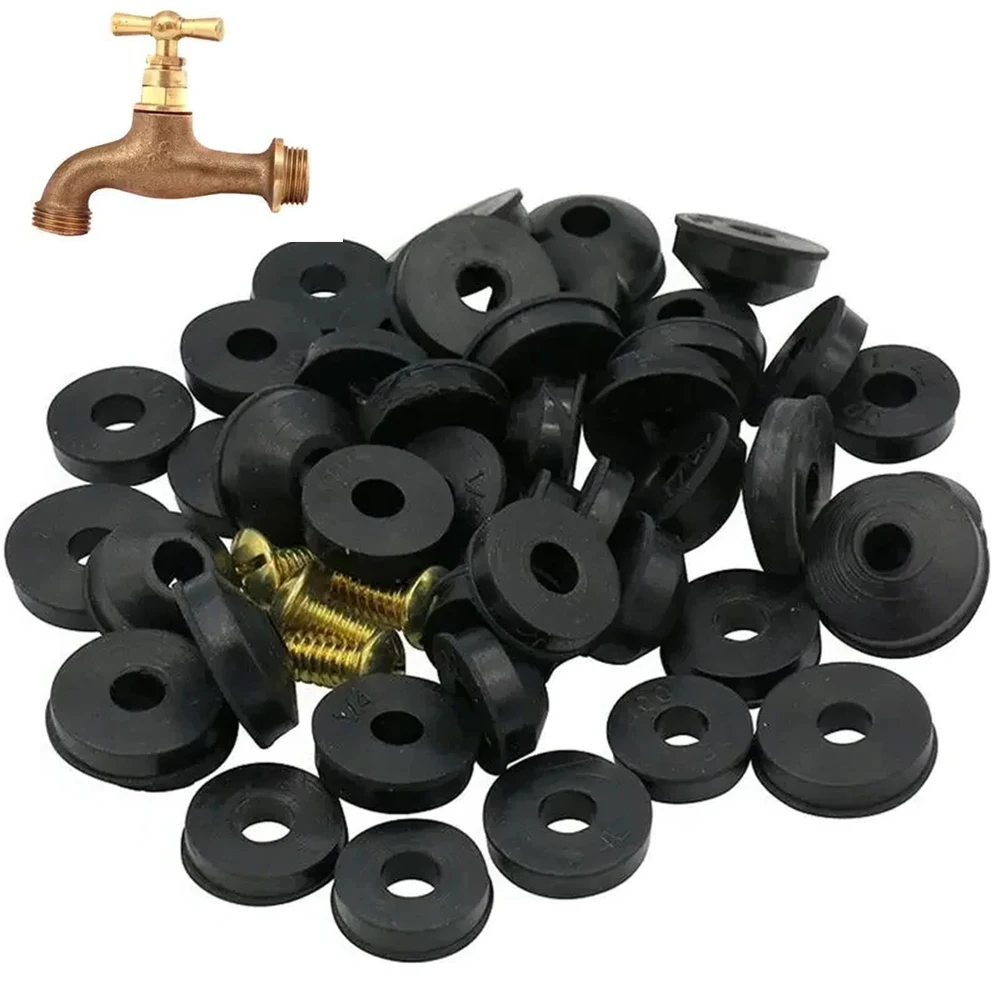 58PCS Assorted Tap Washers O-ring Rubber Faucet Washer Set Rubber Pipe Faucet Sealing Washers With Screws