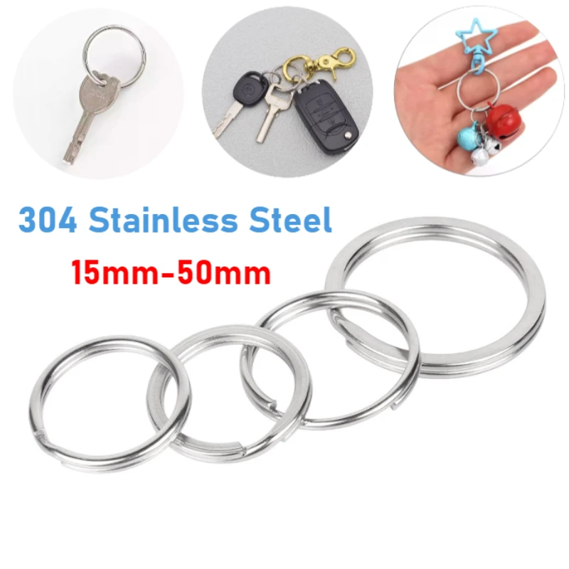 304 Stainless Steel Keychain Keyring Keyfob Split Rings Key Chain Holder for Jewelry Making DIY Accessories Double Jump