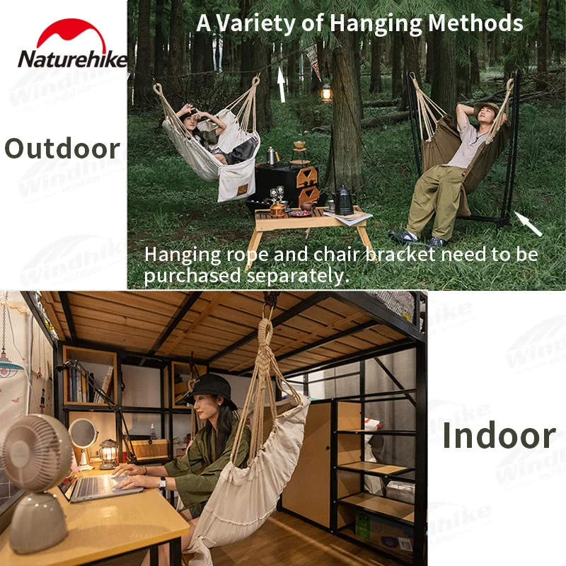 Naturehike Folding Floor Canvas Swing Chair Portable Outdoor Anti Rollover Folding Leisure Chair Camping Rocking Chair Bracket