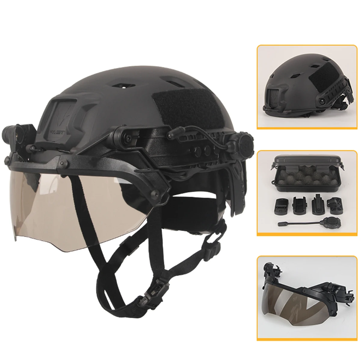 FAST Tactical Helmet Set with Goggles, Snake Light for Airsoft Shooting Hunting War Games, Movie or TV Props