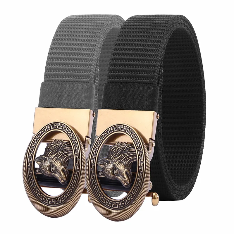 Men's canvas waist belt with alloy buckle head that can be inserted freely, buckle needle, belt length that can be cut
