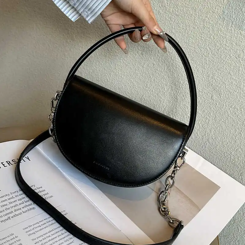 

New French Fashion Semi-circular Hand-held Saddle Bag For Women Simple And Casual Versatile Single Shoulder Crossbody Bag Trendy