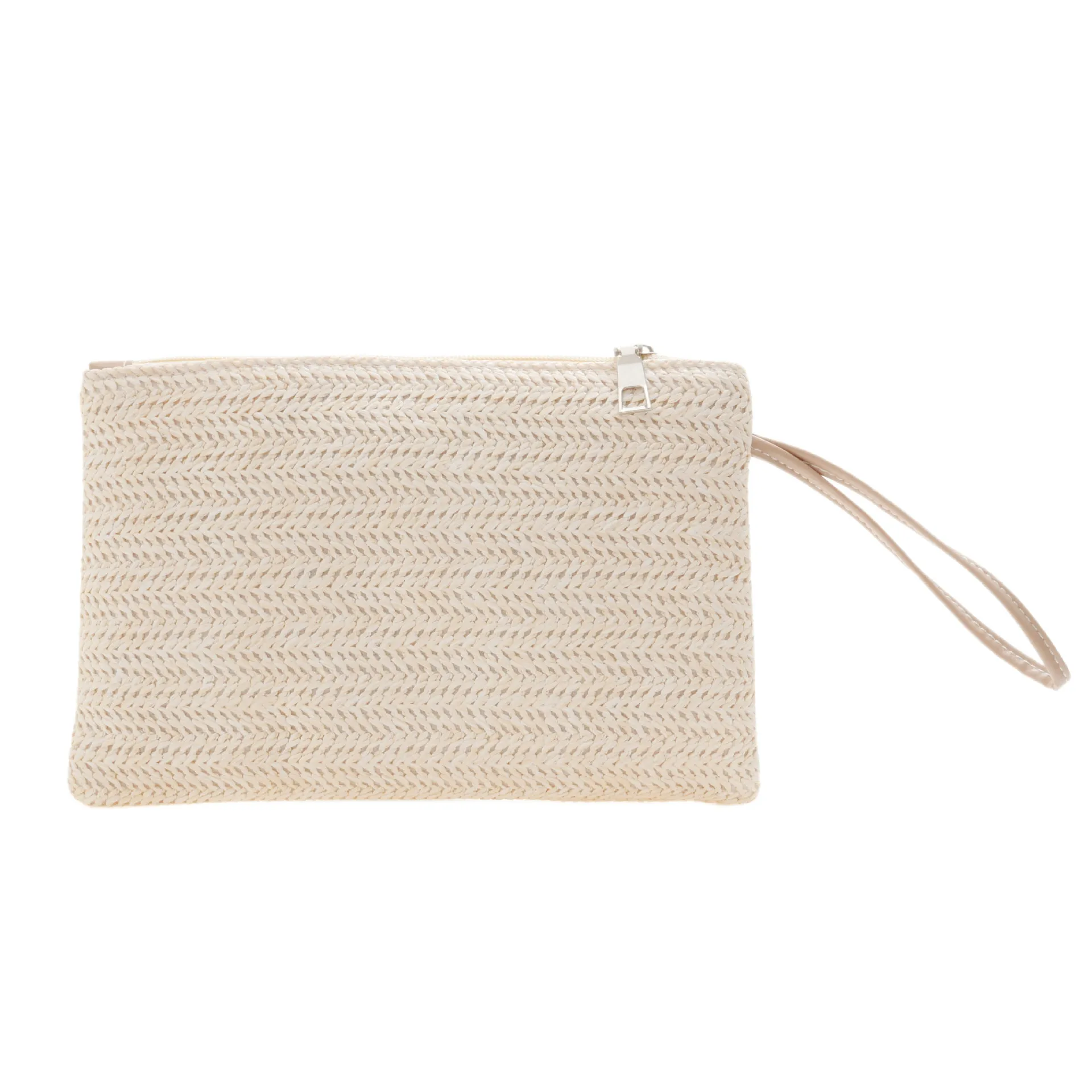 Women Clutch Bag Handmade Backpack Fashion Ladies Wristlet Girl Phone Solid Straw Woven Coin Purse Beach Wallet Fresh Sweet