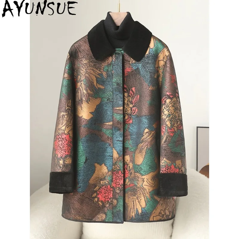 AYUNSUE معطف الفرو امرأة 2025 معاطف الشتاء للمرأة ملابس أنيقة نمط ملابس كاجوال للمرأة جودة عالية شوبانا Жénska