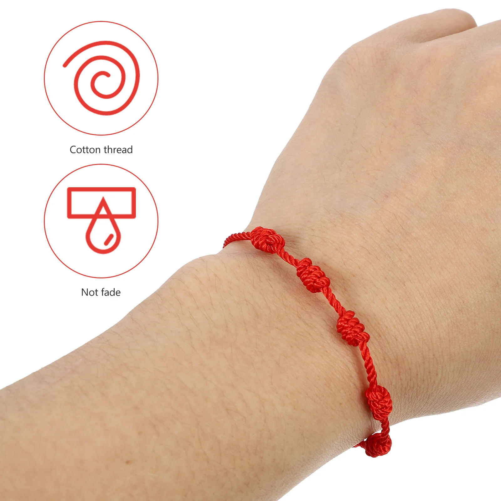 

6Pcs Adjustable Red Knot Braided Rope Bracelet Luck Bangle Wristband Comfortable Fashion Accessory for Women Girls Gift