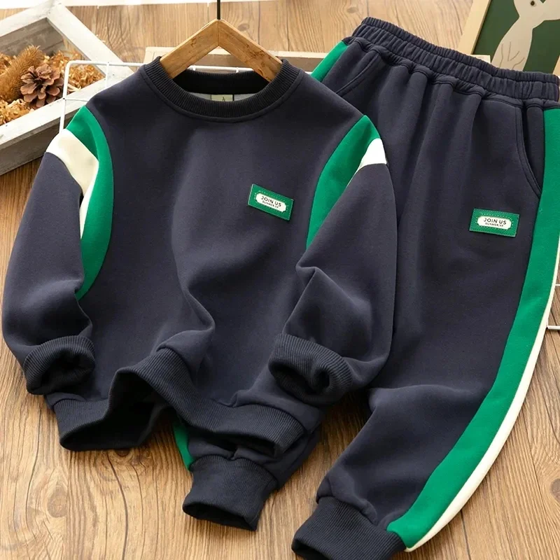 2024 New Children's Conjuntos O Neck Sweatshirts Tops And Kids Casual Sweatpants Ensembles Spring Fashion Boys Tracksuit Sets