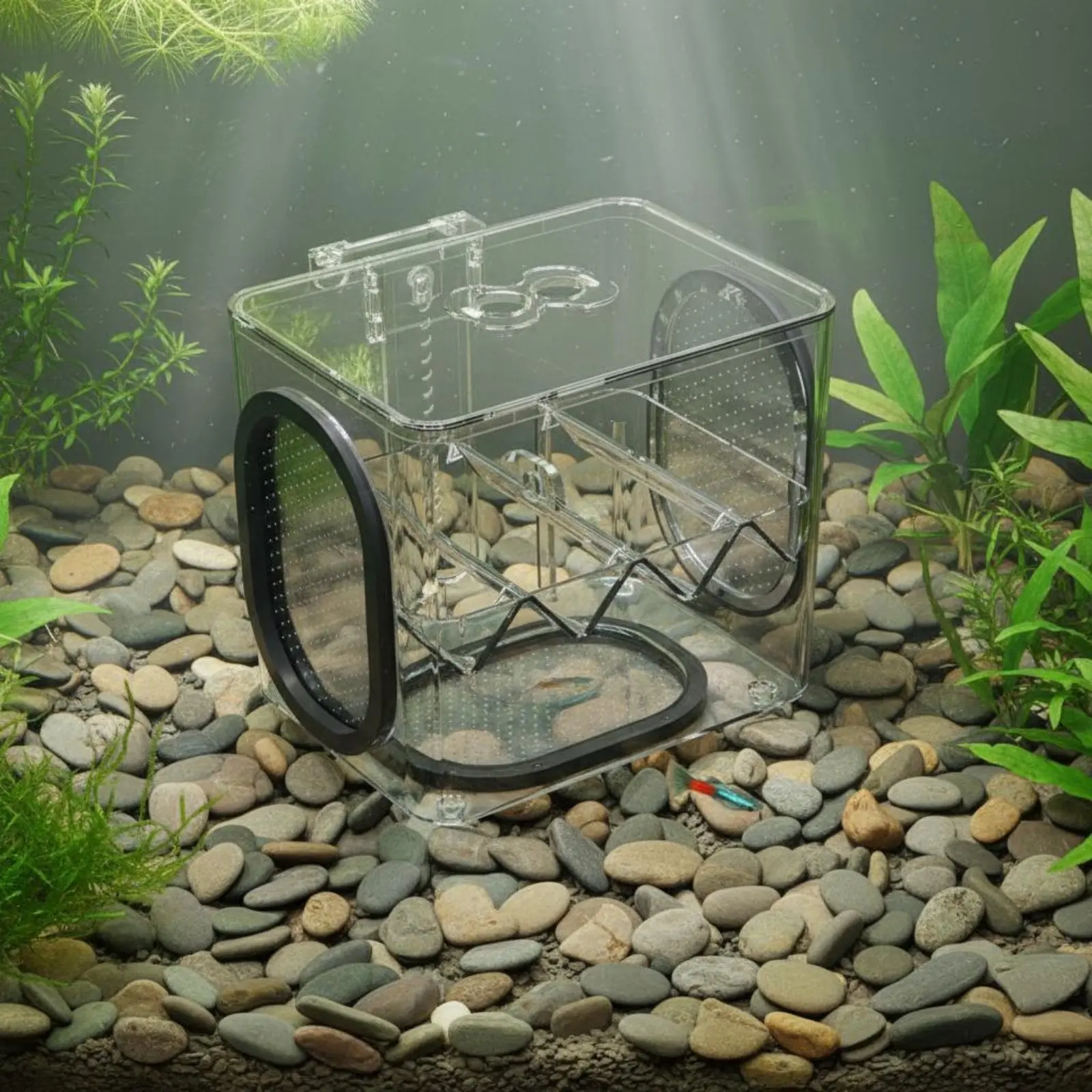 Caixa de Criação Aquática para Guppies, Incubadora Aquática Transparente com Divisória Removível