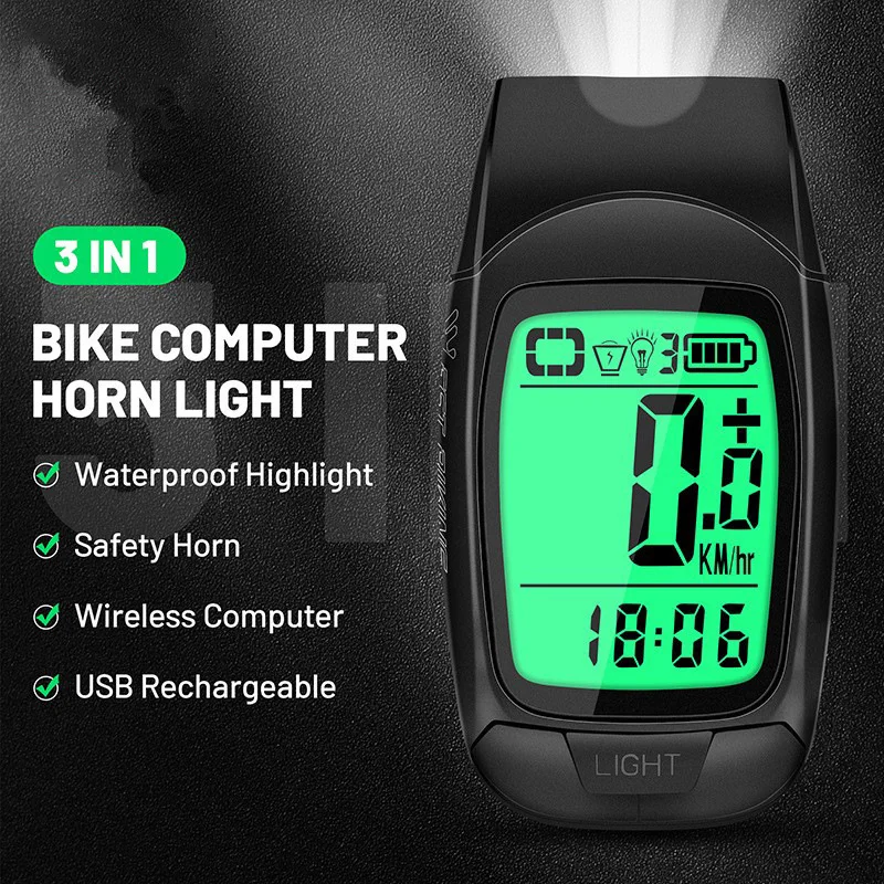 3 in 1 mountain road bicycle meter light horn anti-glare cycling headlight multifunctional equipment