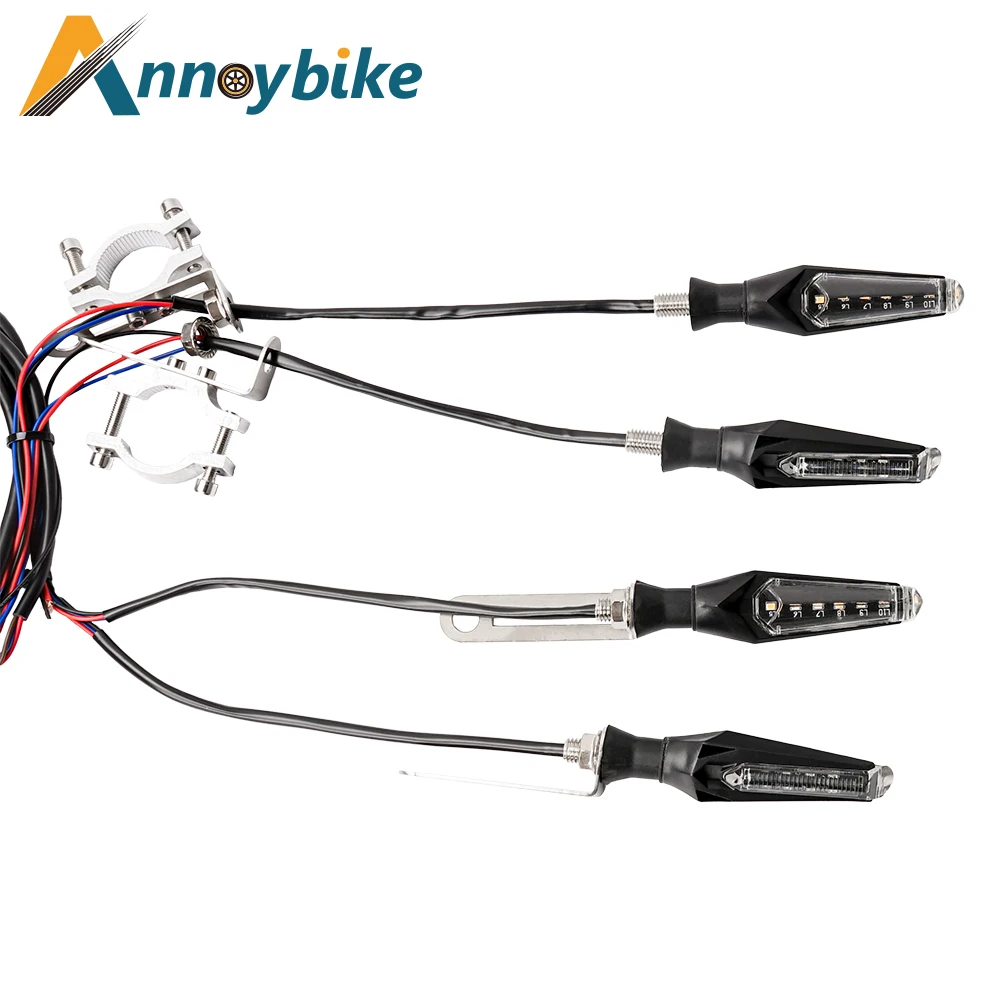 4PCS LED Motorcycle Electric Bicycle Light Set 48V 60V Flashing Dynamic LED Turn Signals dicator Horn Scooter Lamp Accessories