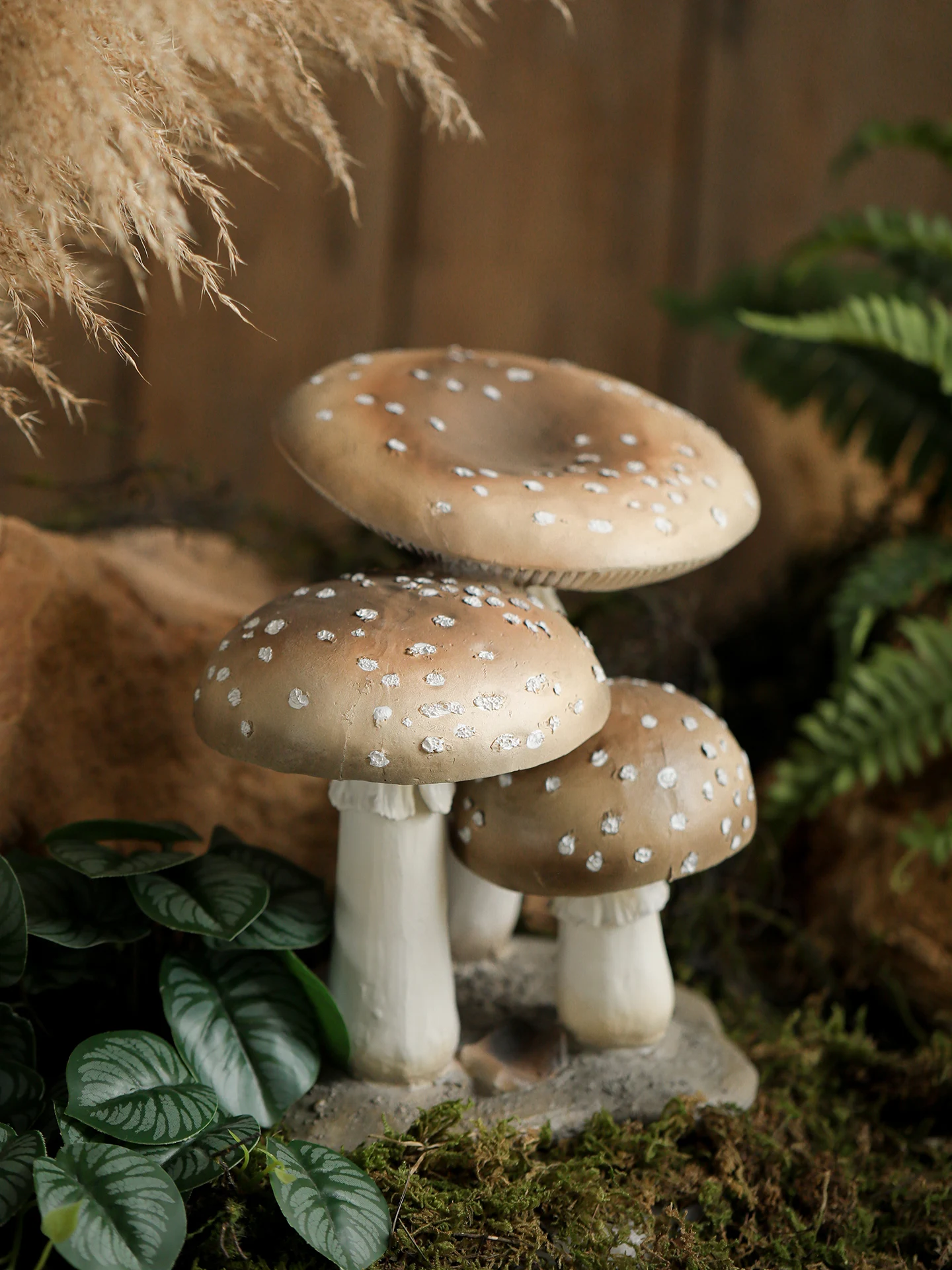 3 Mushroom Ornaments Porch Retro Pastoral Living Room Decorations Office Wine Cabinet Decoration Resin Crafts