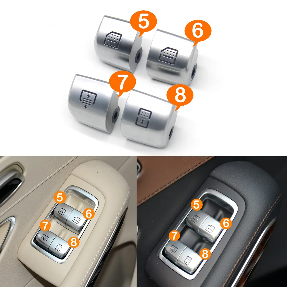 Interior Car Window Lifter Switch Button Cover Cap Replacement For Mercedes Benz S E Class W222 W213 S320 S400 S450 S500