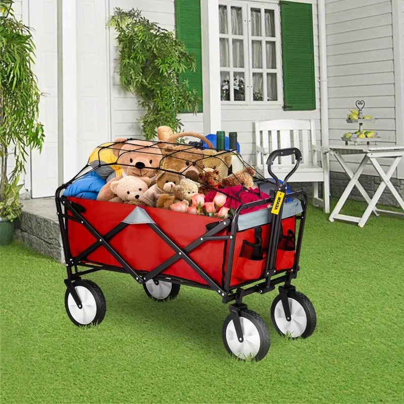 

Folding Wagon Cart Utility Collapsible Wagon 176 lbs w/ Adjustable Handle