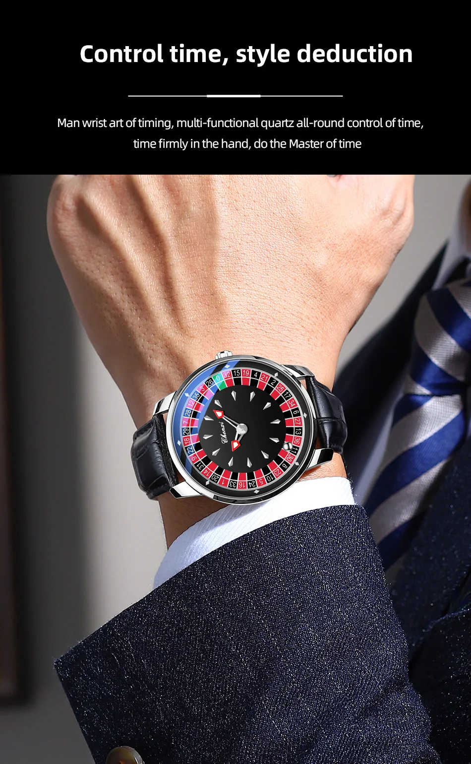 CHENXI 636 Casual Roulette Rotierende Herren-Quarzuhr 3ATM Wasserdicht Leuchtende Zeiger Herren-Armbanduhr Reloj Hombre (Ohne Box) – Detail 5