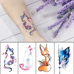 Temporäre Tattoo Aufkleber katze muster Element Kleine tier blume wasserdichte Gefälschte Körper Kunst tatoo für kind mädchen junge mann frau