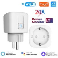 Tuya Smart Socket EU 20A Wifi Smart Plug With Power Monitoring Smart Life APP Remote Control Support Voice Google Home Alexa