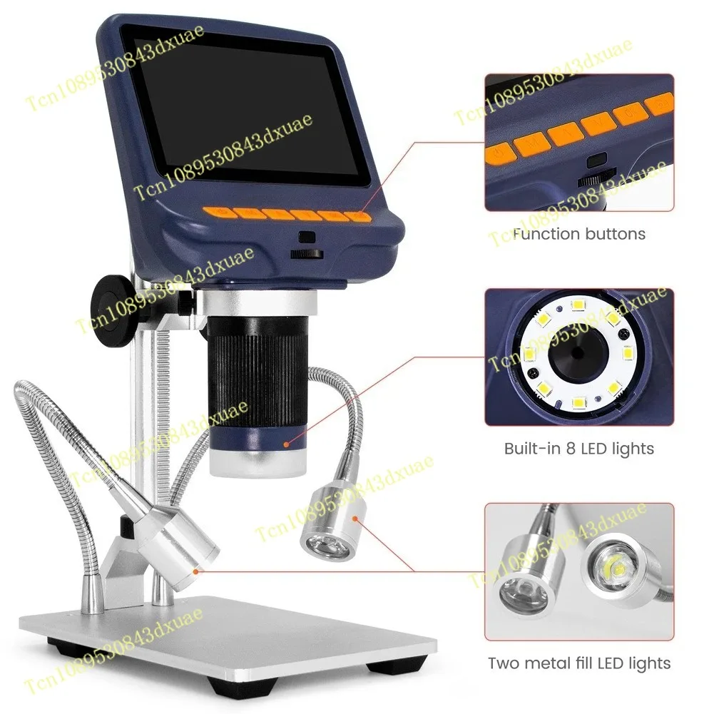 High definition digital microscope magnifying glass built-in light source high object distance 220 times magnification