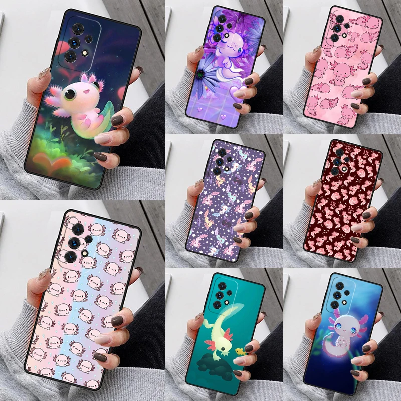 kawaii axolotl pattern Phone Case For Samsung Galaxy S23 S21 S20 FE S24 S22 Ultra Note20 S10 S9 S8 Plus A40 A52 A12 A13 A53