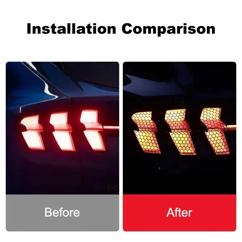 For Ford Mustang Mach-E Tail Light Sticker Honeycomb Cellular Decorative Lamp Stickers Car Exterior Modification Accessories