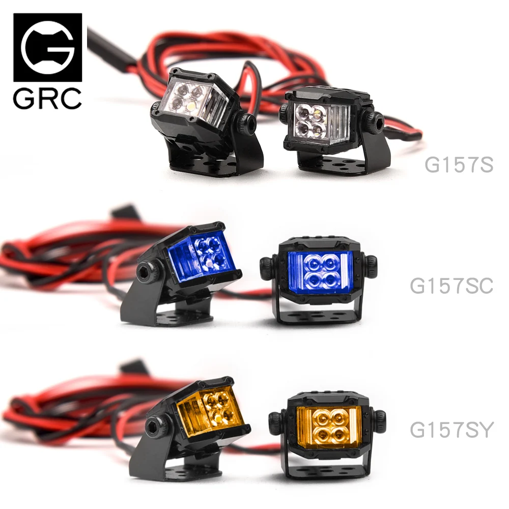 Grc 1:10 12mm Square Spotlights Led Simulation Searchlight Scale Light 1:10 For Trx4 Bronco Defender G500 Scx10 Mst #g157s