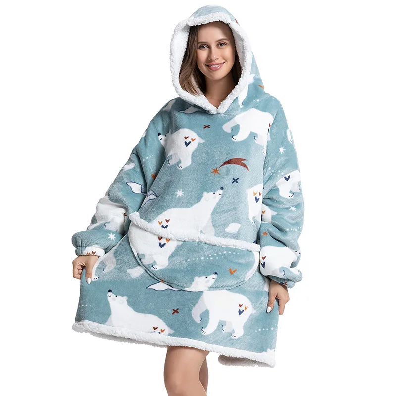 90CM Women\'s Robe Adult\'s Winter Home Wear Thick Blanket Loungewear