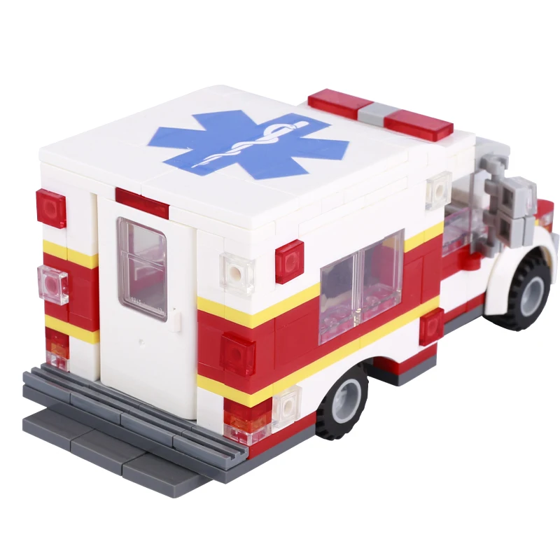 Traffic Car Model Ambulance Building Blocks City Automobile Bus Bricks Hospital Medical Room Doctor Figures Toys For Children