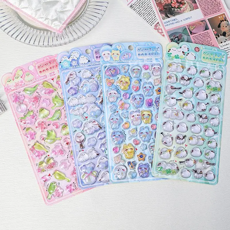 

Набор из 4 милых 3D-наклеек с изображением воробьев для декора дневников, чехлов для телефонов и поделок своими руками