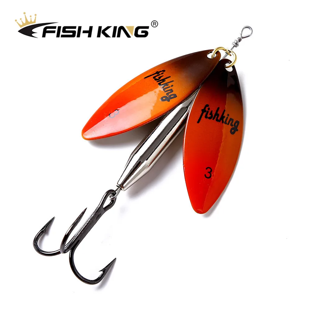 FISH KING Fishing Spinner Blade Metal Lure Double Spoon Spinnerbait Hard Artificial Spinnerbait Jig 100mm 20g