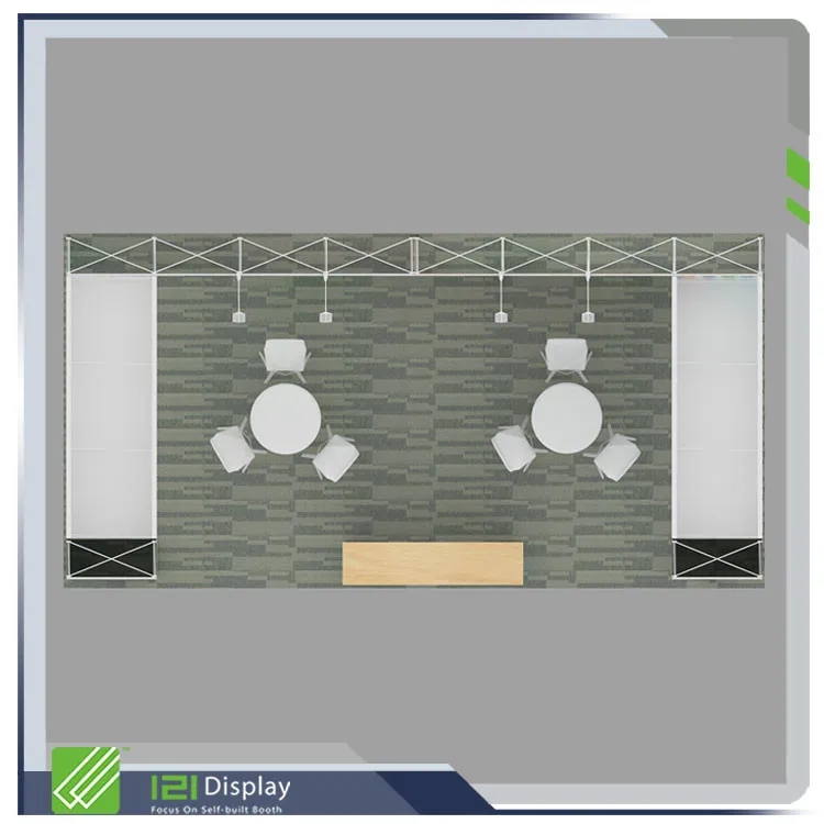 Supporto per esposizione pop-up in alluminio Cabina per esposizioni commerciali 3x6 con doppio ponte per più parti per mostrare