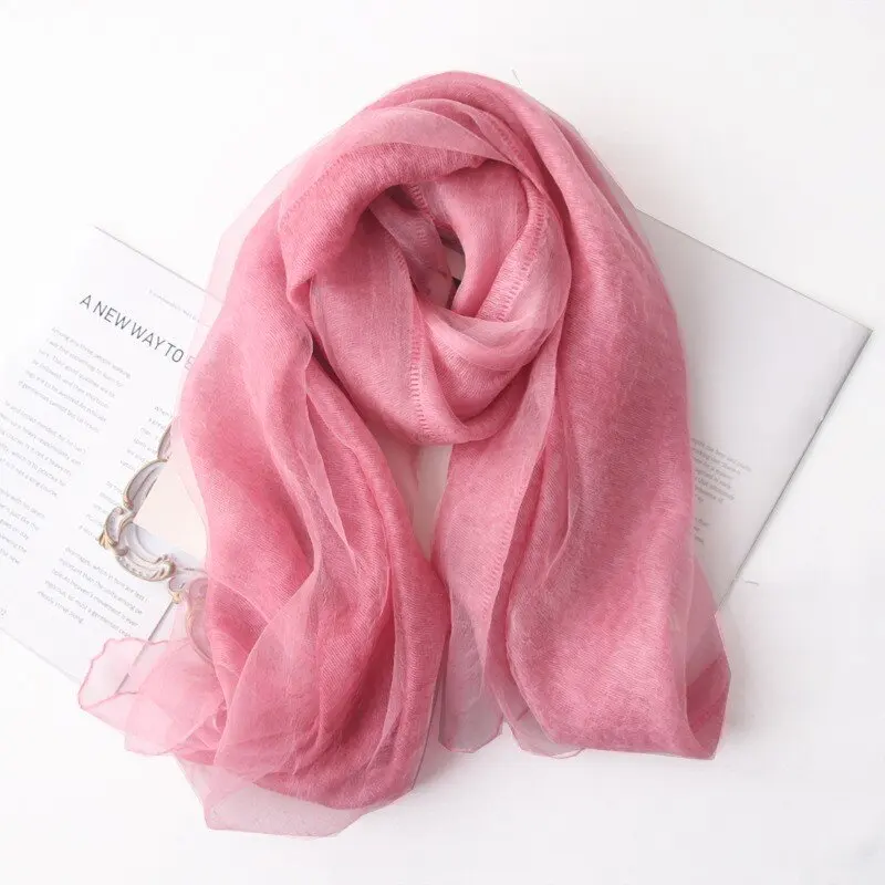 High-end Korean Version Double-layer Mohair Wool Silk Scarf Mulberry with Cheongsam Shawl Summer Outside Fashion Trend