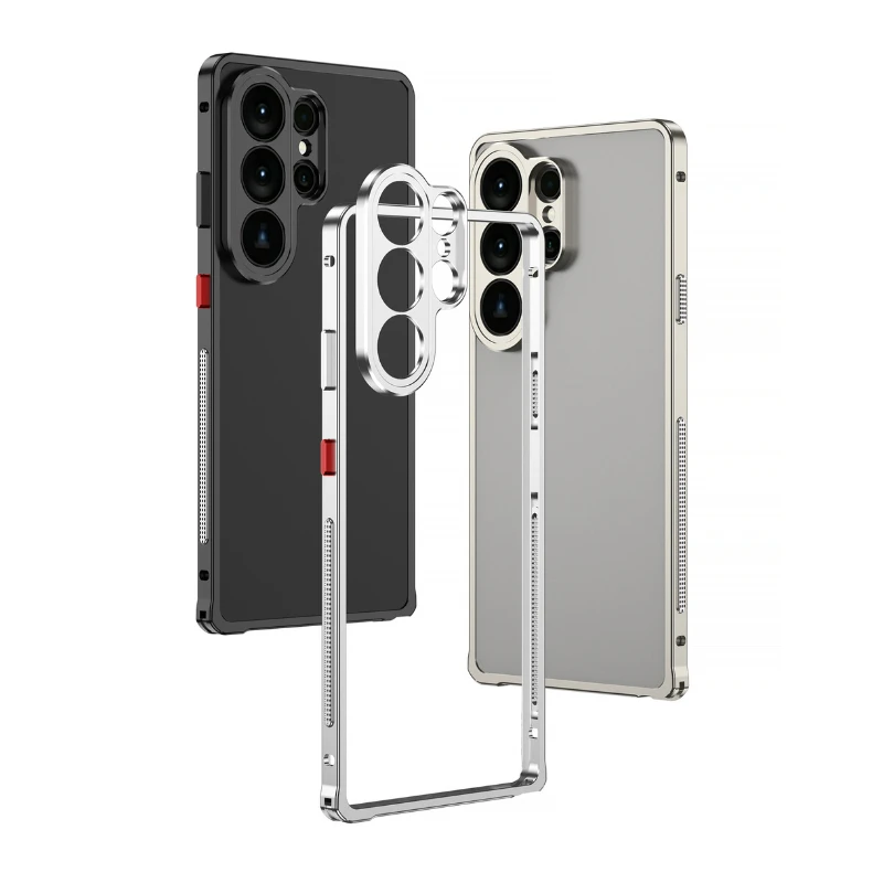 Wärmeableitende Luftfahrt-Aluminiumlegierung Rahmen-Stoßfängerhülle für Samsung Galaxy S26 Plus S25 S24 S23 Ultra Harte Stoßfeste Abdeckung