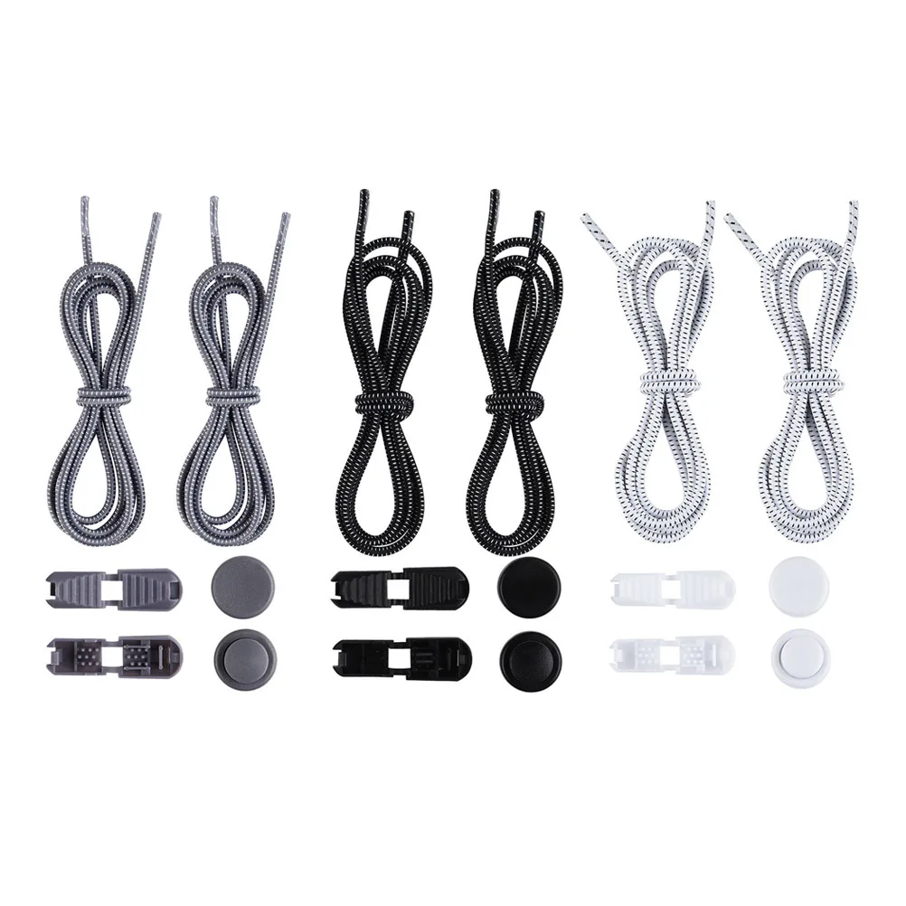 9Pairs Elastic Shoe Laces Adjustable Tieless for All Ages Sneakers Boots Grey Black White 3 Each Elastic Shoe Laces